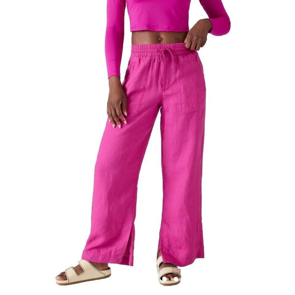 Athleta Retreat Wide Leg Linen Pants Pink Travel Women’s Size 3X NWT’s - Picture 3 of 15